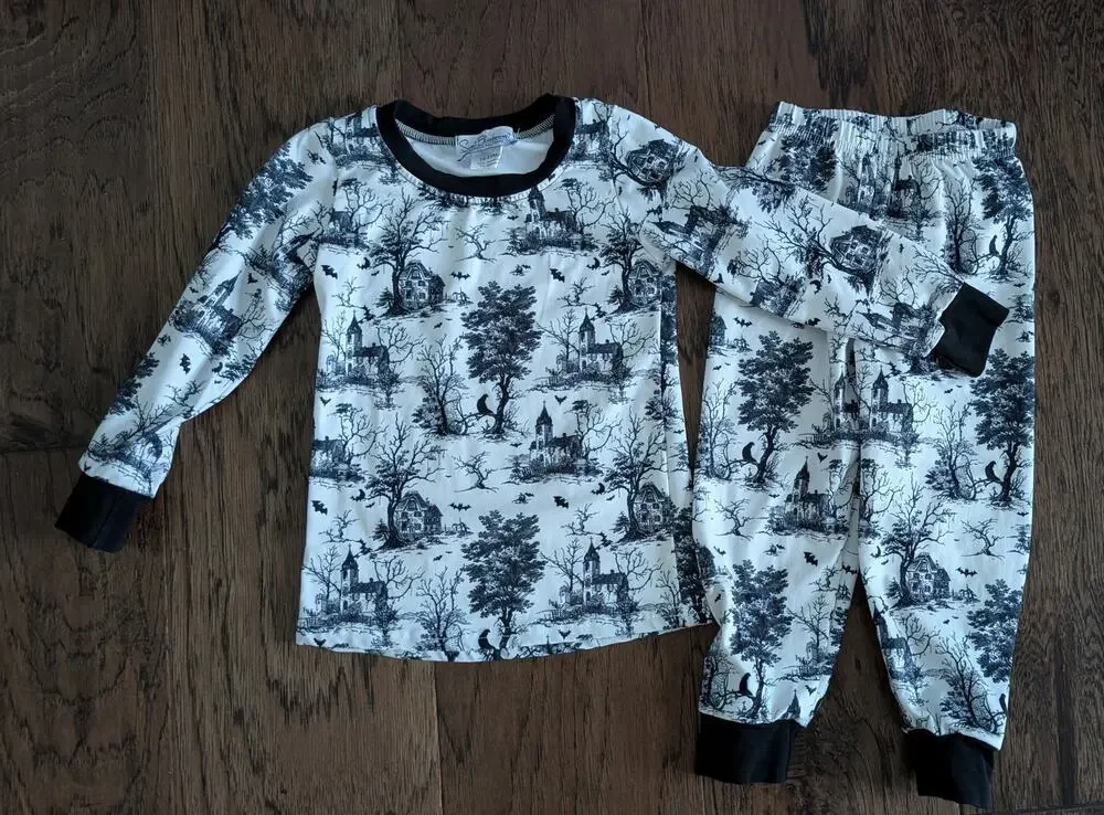 Sweet Bluebonnet Children's Boutique Spooky Halloween Haunted House Pajama Set
